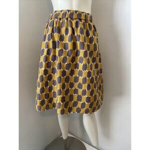 Boden Yellow Gray Full A-Line Elastic Waist Skirt Womens 4L